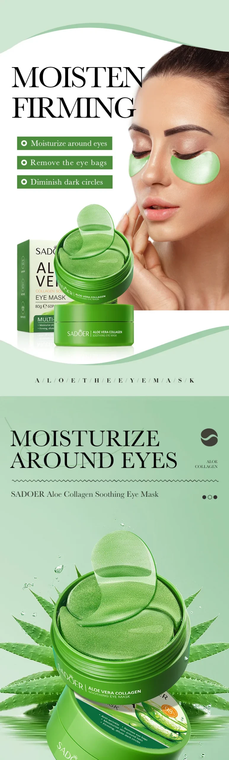 SADOER Aloe Vera Collagen Eye Mask Patches product information