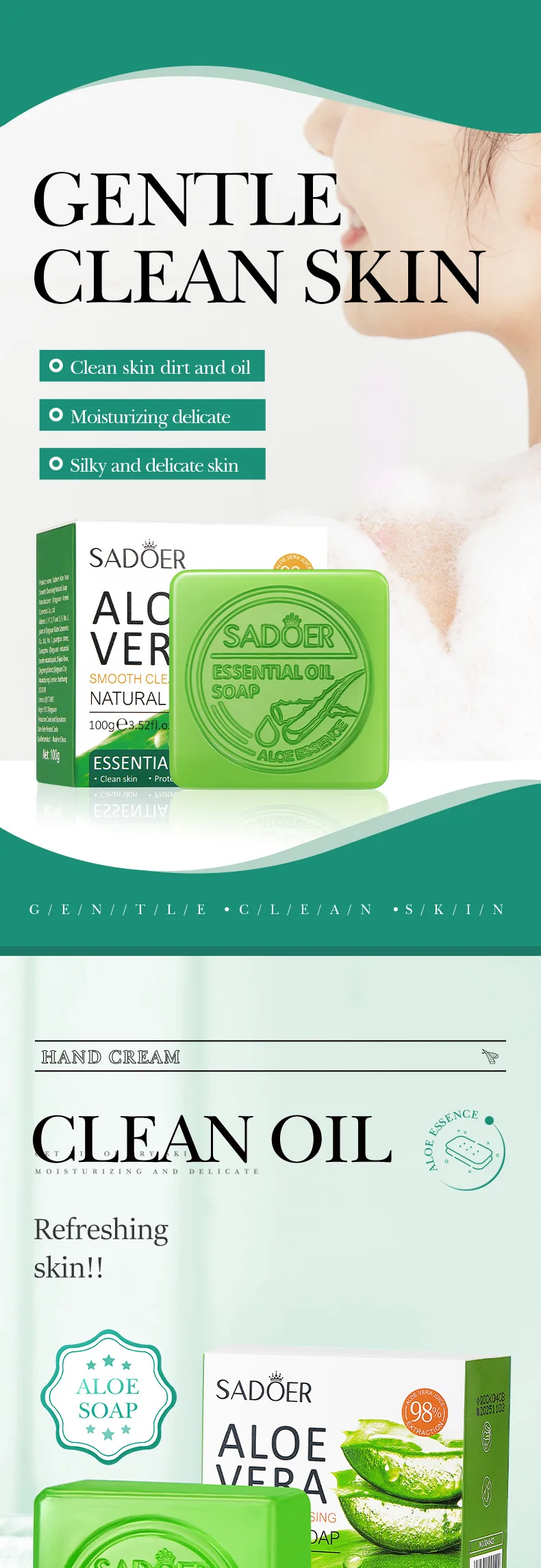 SADOER Aloe Vera Facial Cleansing Soap product information