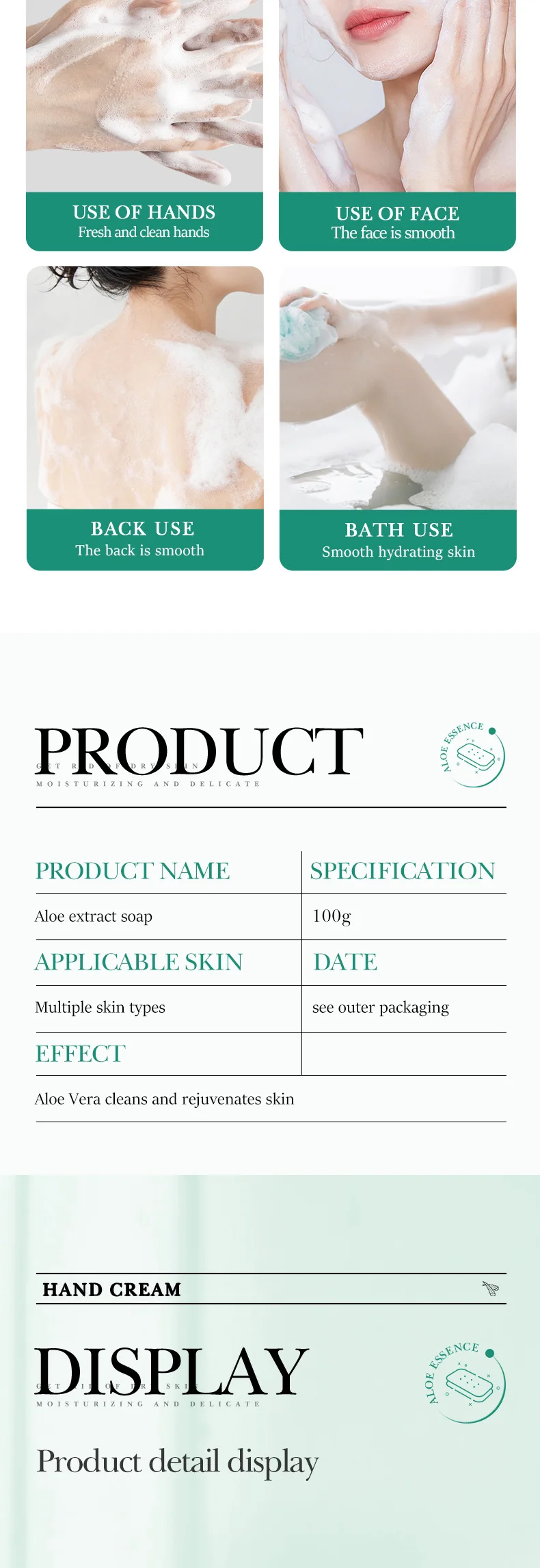 SADOER Aloe Vera Facial Cleansing Soap product information