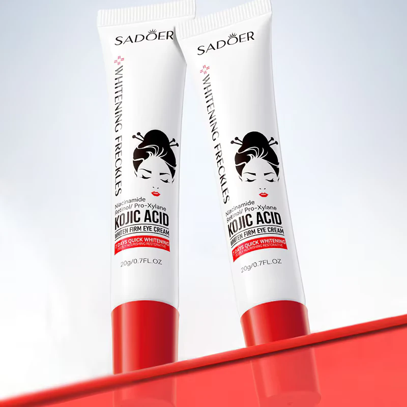 Two tubes of SADOER Kojic Acid Retinol Eye Cream for dark circles and fine lines.