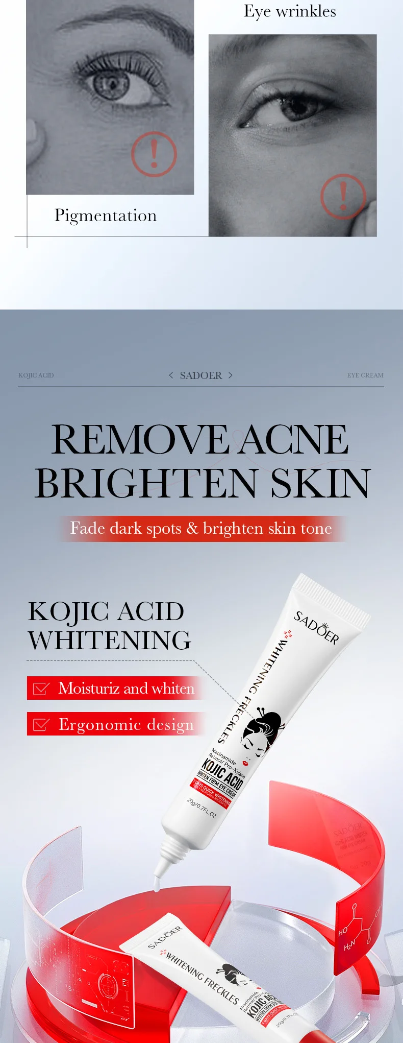 SADOER Kojic Acid Retinol Eye Cream product information.