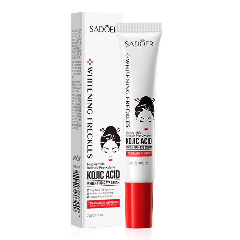 SADOER Kojic Acid Retinol Eye Cream packaging for brightening under-eye dark circles and wrinkles.