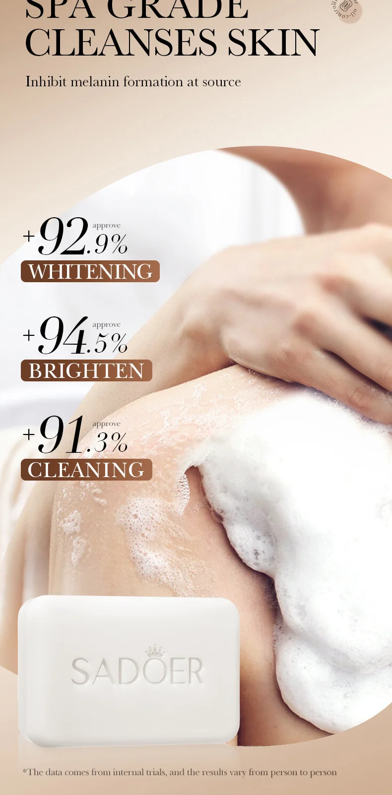 SADOER Niacinamide Arbutin Facial Soap Bar product information.