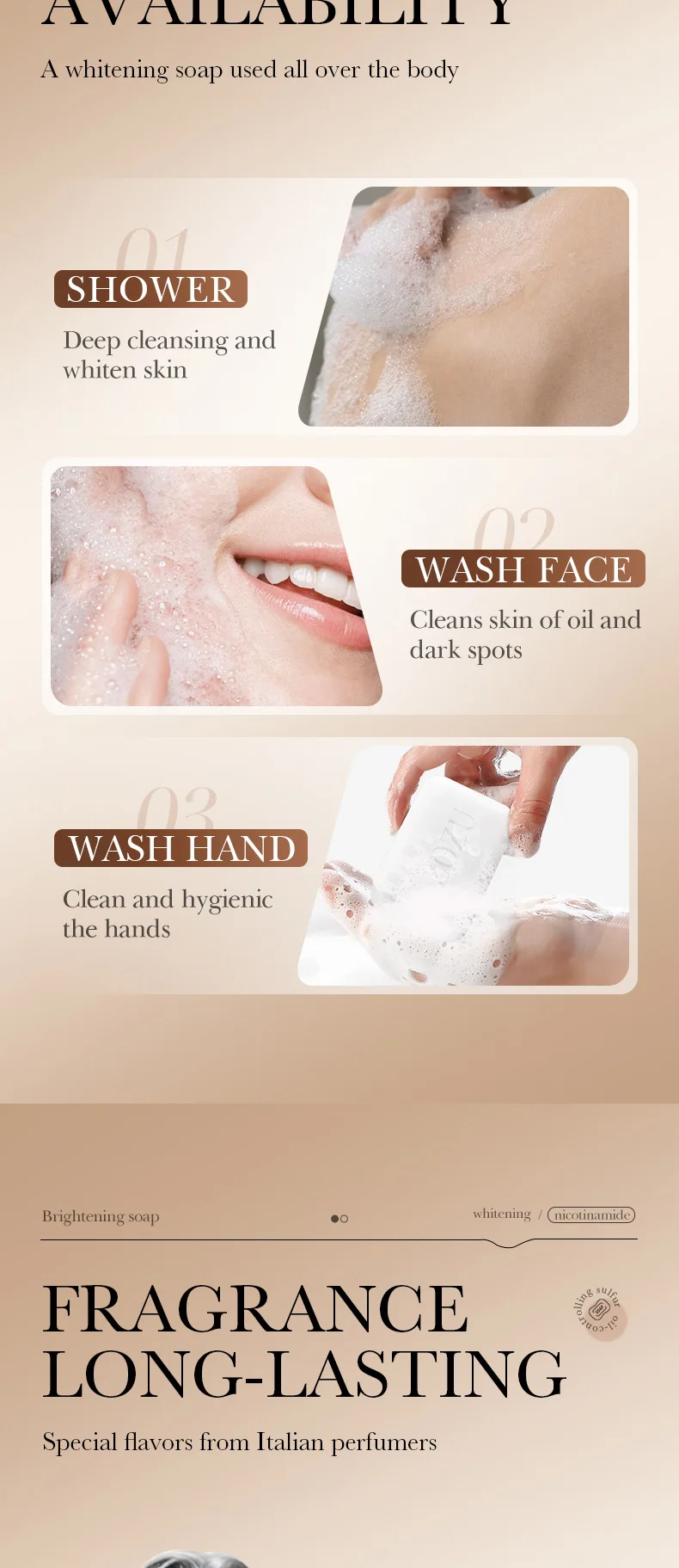 SADOER Niacinamide Arbutin Facial Soap Bar product information.