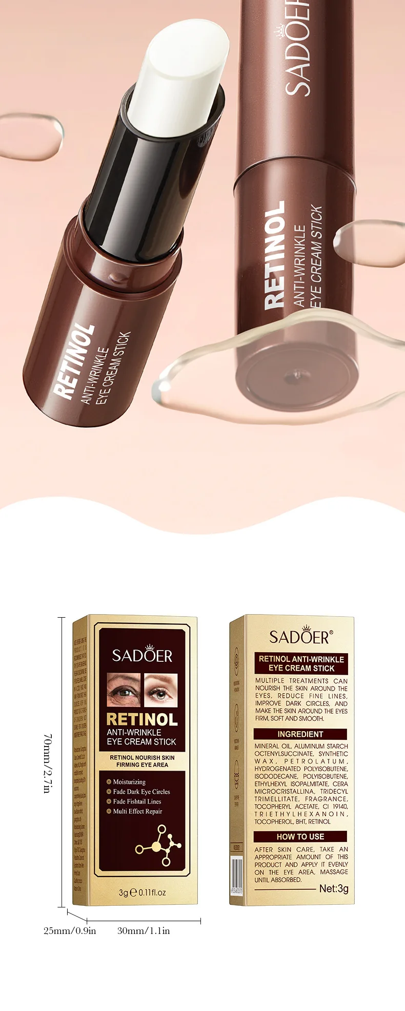 SADOER Retinol Eye Cream Stick product information
