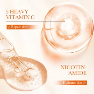 SADOER Vitamin C Eye Cream serum texture with Vitamin C and niacinamide for skin repair.