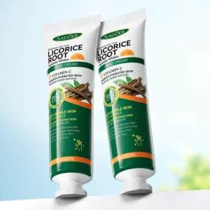Two tubes of SADOER Vitamin C Licorice Hand Cream for hydrating and softening dry skin.