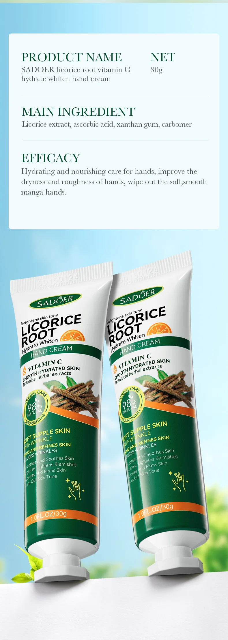SADOER Vitamin C Licorice Hand Cream product information