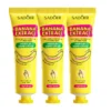 Three tubes of SADOER Banana Extract Hand Cream for moisturizing dry and rough hands.