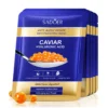 SADOER Caviar Hyaluronic Acid Face Sheet Mask blue packaging with a spoon of caviar extract.