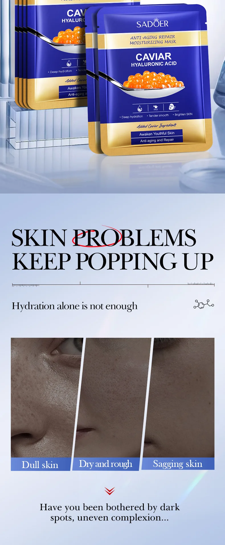 SADOER Caviar Hyaluronic Acid Face Sheet Mask product information