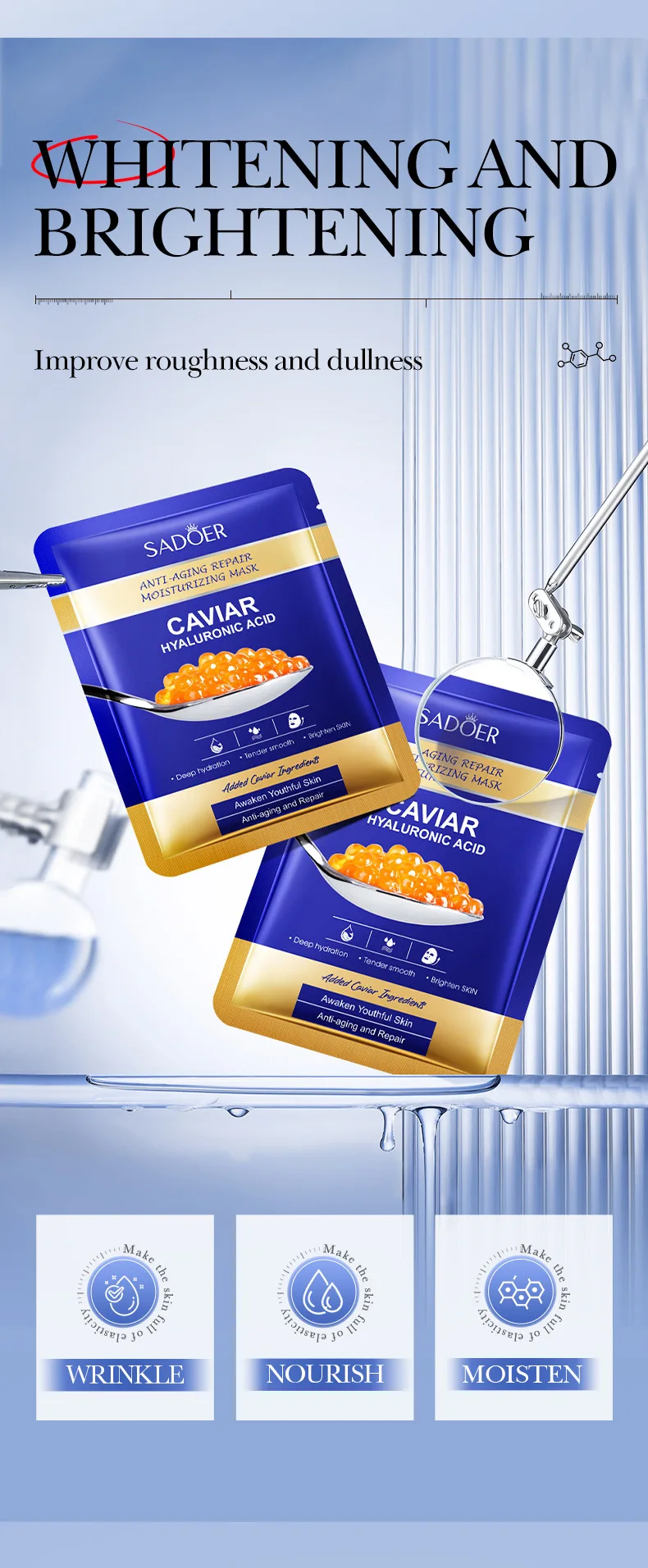 SADOER Caviar Hyaluronic Acid Face Sheet Mask product information