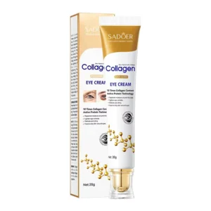 SADOER Collagen Eye Cream 20g tube and packaging box for anti-aging and skin hydration.