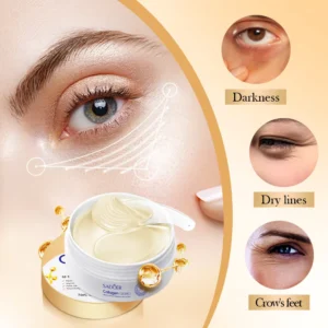 SADOER Crystal Collagen Eye Mask Patches addressing dark circles, dry lines, and crow’s feet.
