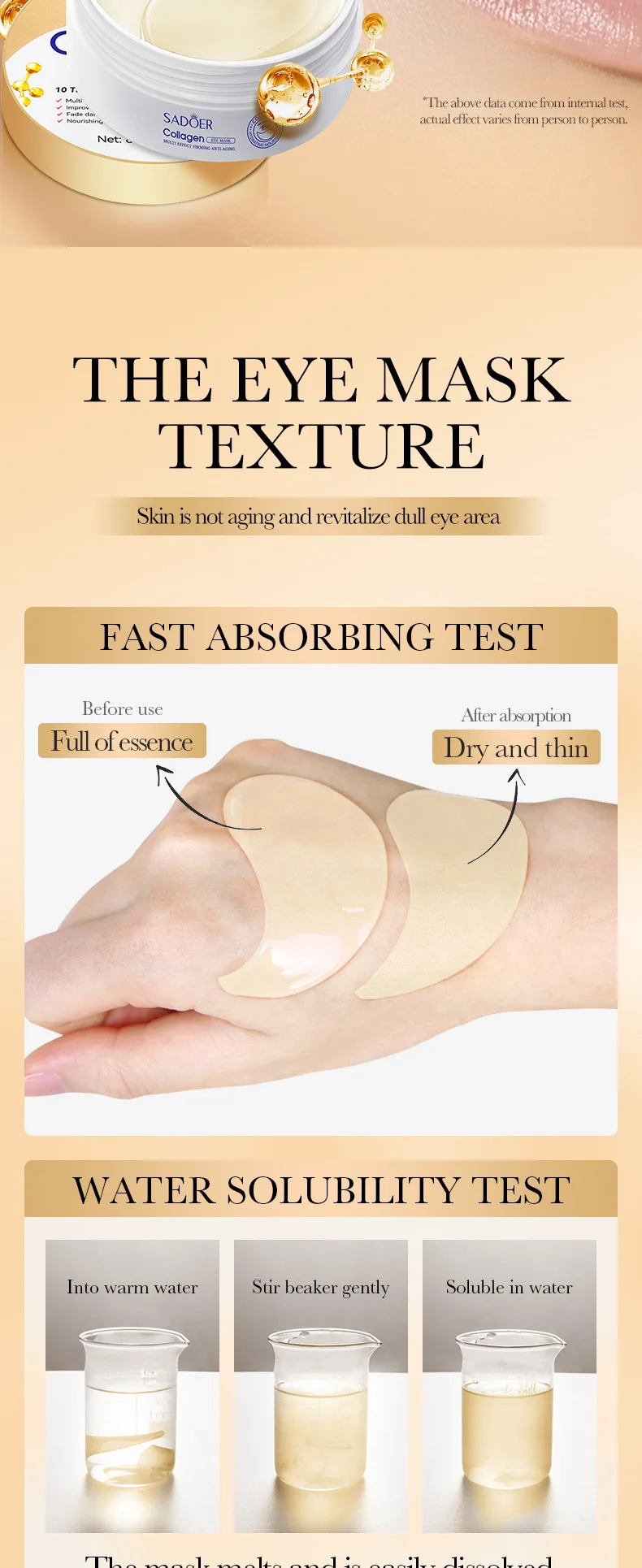 SADOER Crystal Collagen Eye Mask Patches product information