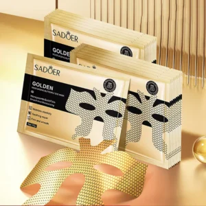 SADOER Golden Butterfly Eye Mask sachets and a butterfly-shaped honeycomb gold film mask.