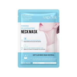 SADOER Hyaluronic Acid Neck Mask packaging featuring firming and rejuvenating benefits for neck skincare.