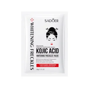 Hand holding a SADOER Kojic Acid Face Sheet Mask for a brighter, even-looking complexion.