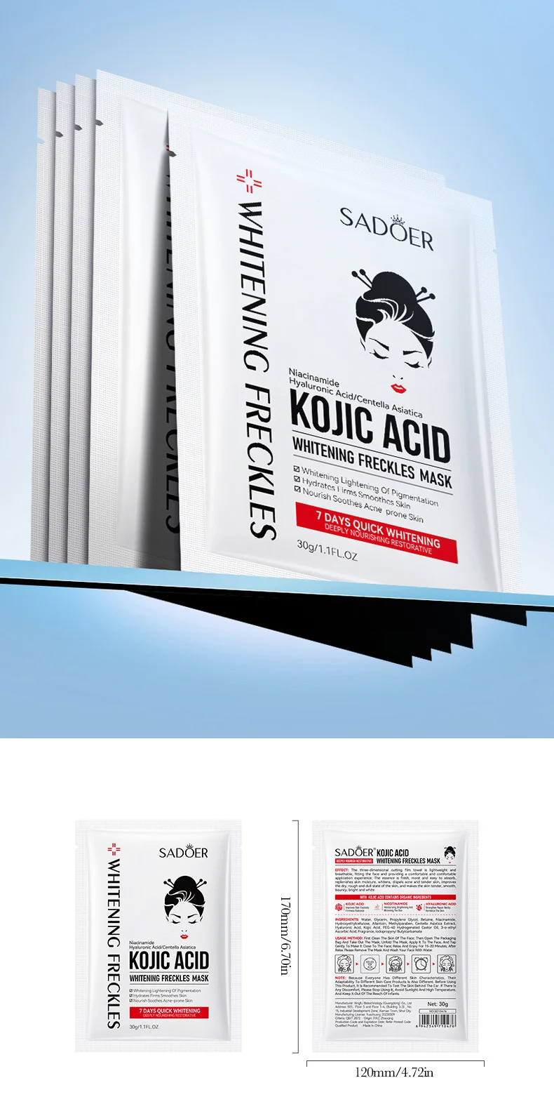 SADOER Kojic Acid Face Sheet Mask product information