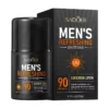 SADOER Men’s Sunscreen Lotion bottle and box showcasing SPF 90+ broad-spectrum UV protection.