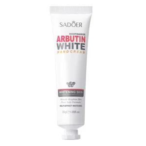 SADOER Niacinamide Arbutin Hand Cream tube for smoothing and brightening dry skin.