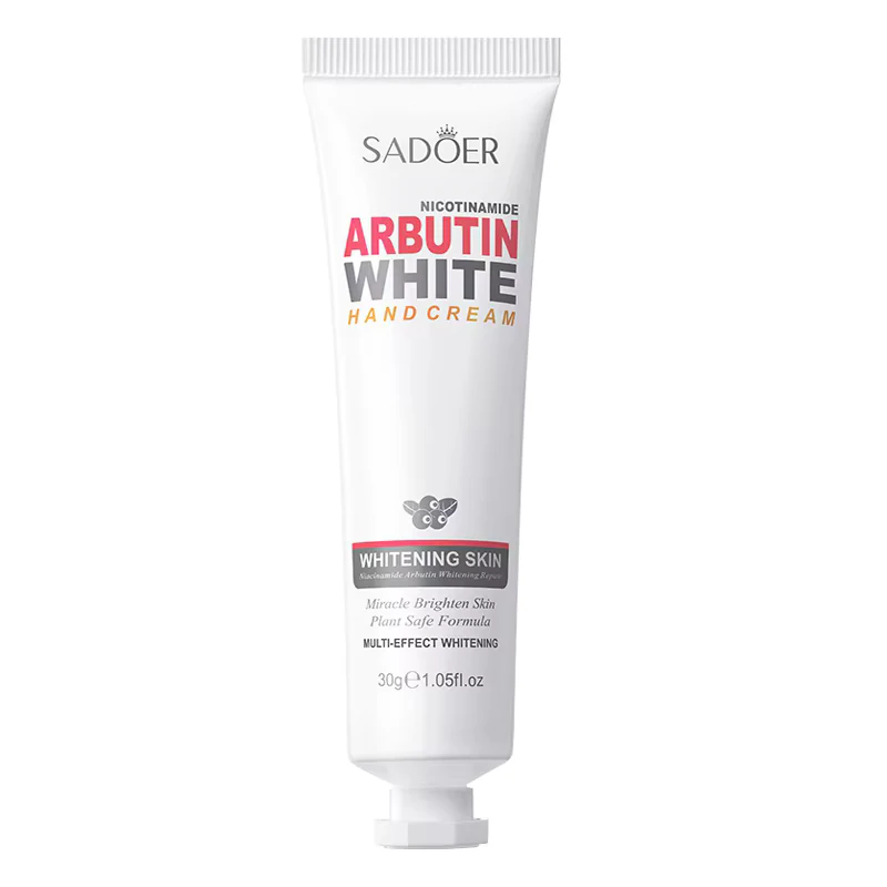 SADOER Niacinamide Arbutin Hand Cream tube for smoothing and brightening dry skin.