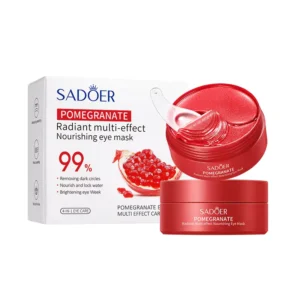 SADOER Pomegranate Eye Mask Patches packaging and red jar with hydrogel eye masks.