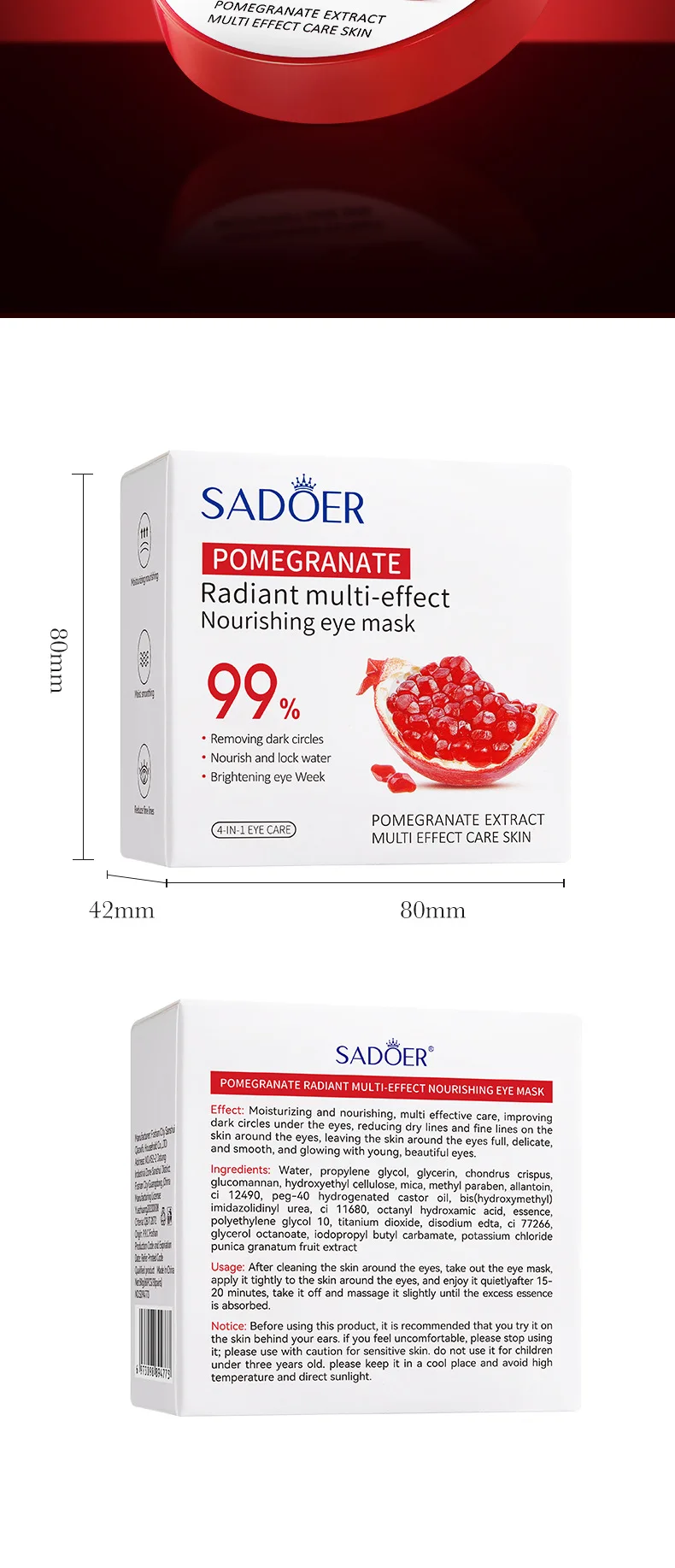 SADOER Pomegranate Collagen Eye Mask Patches product information