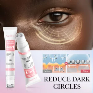 SADOER Roll-On Eye Cream with triple-ball applicator for reducing dark circles and firming under-eyes.