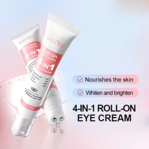 SADOER 4-in-1 Roll-On Eye Cream tubes featuring a triple rollerball applicator for brightening and firming.