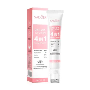 SADOER Roll-On Eye Cream 4-in-1 packaging and tube for firming and nourishing the eye area.