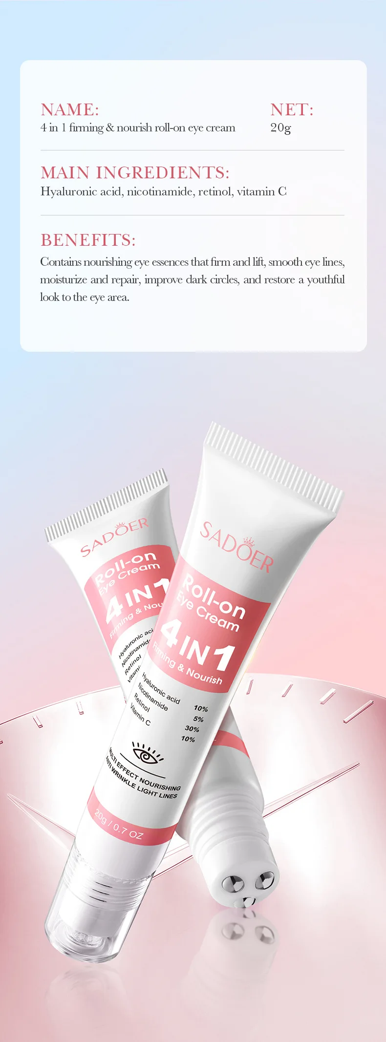 SADOER Roll-On Eye Cream product information