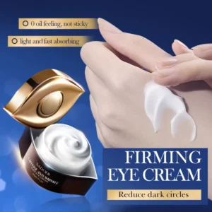 SADOER Caffeine Anti-Wrinkle Eye Cream texture being applied to the hand with firming benefits.