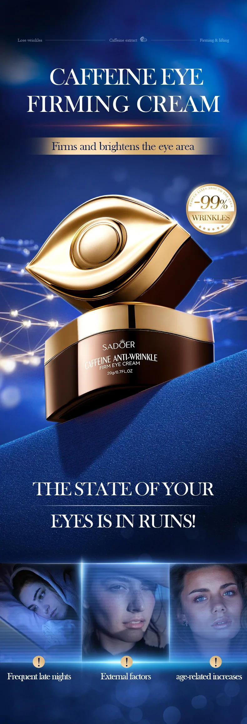 SADOER Caffeine Anti-Wrinkle Eye Cream product information