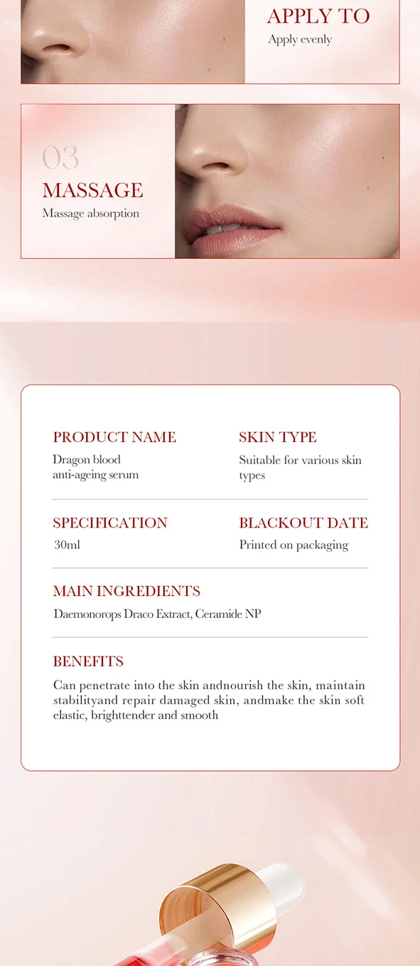 SADOER Dragon's Blood Anti-Ageing Face Serum product information