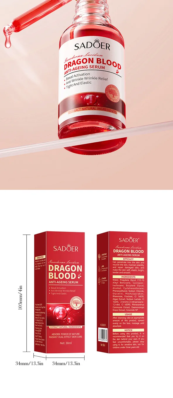 SADOER Dragon's Blood Anti-Ageing Face Serum product information