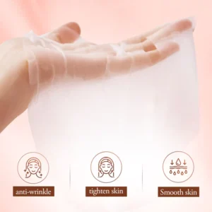 SADOER Dragon's Blood Face Sheet Mask being held, highlighting anti-wrinkle and skin-tightening benefits.