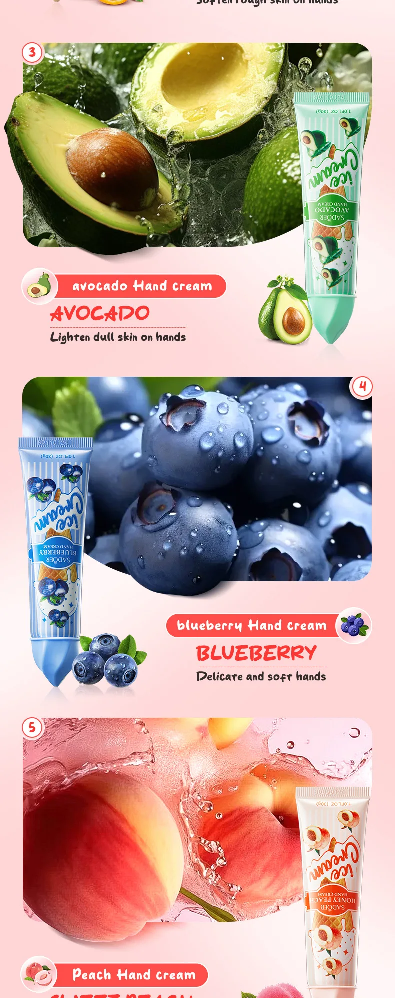 SADOER Fruit Ice Cream Hand Cream product information