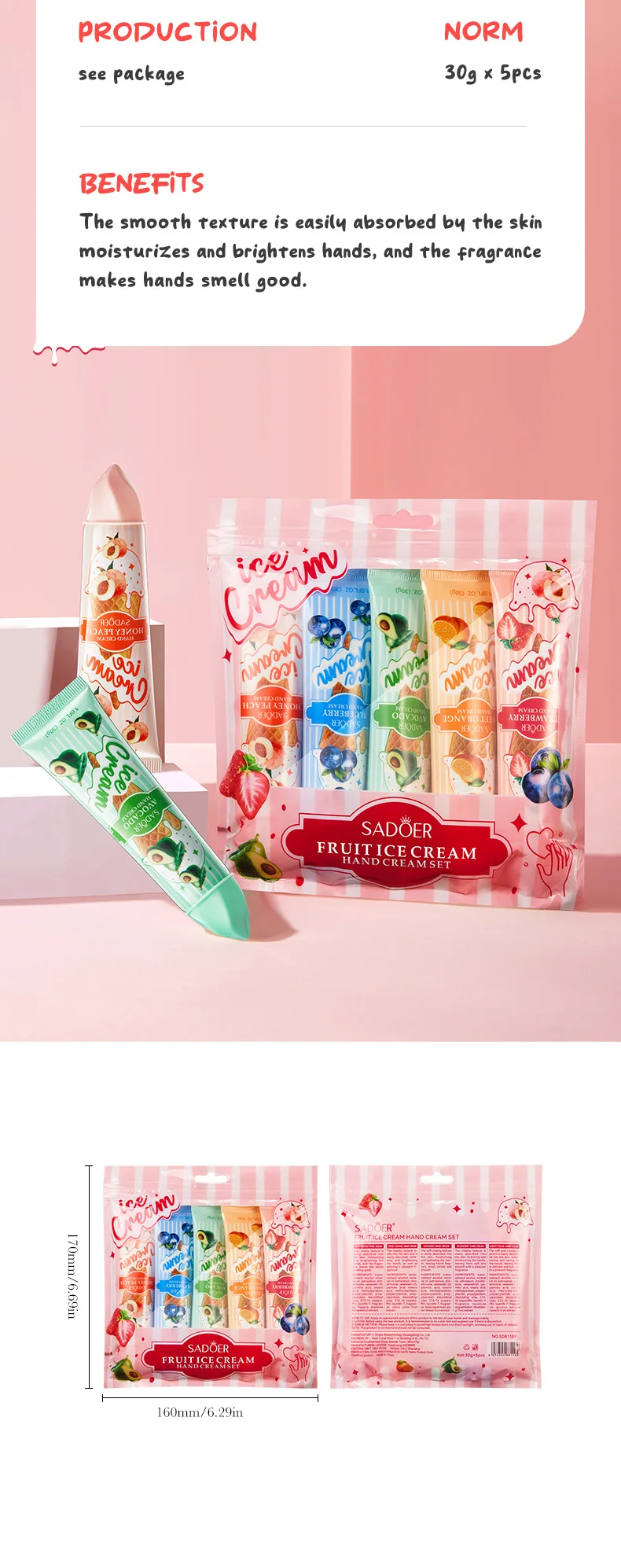 SADOER Fruit Ice Cream Hand Cream product information