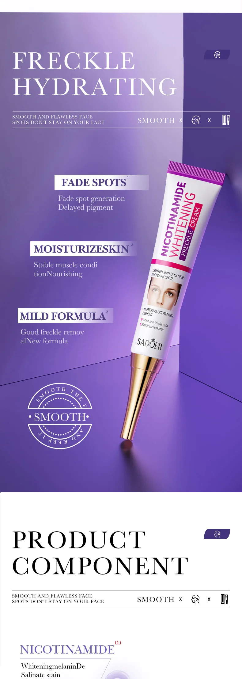 SADOER Nicotinamide Freckle Face Cream product information