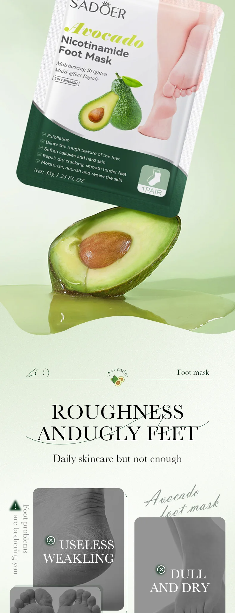 SADOER Nicotinamide Fruit Foot Mask set of 6 product information