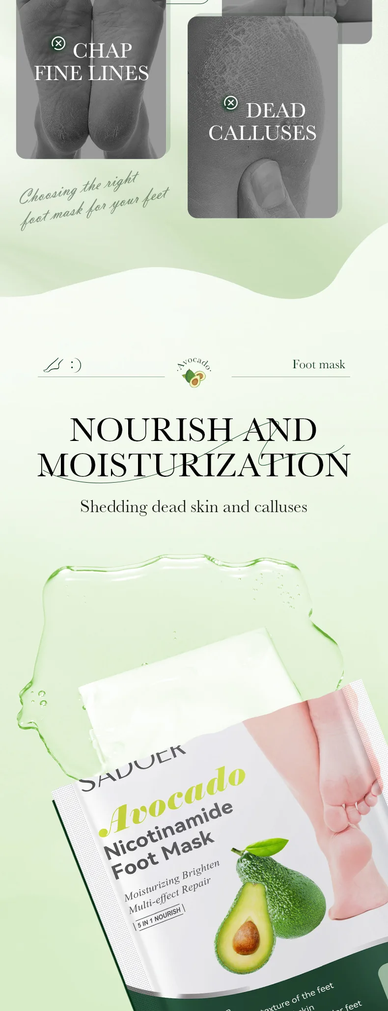 SADOER Nicotinamide Fruit Foot Mask set of 6 product information