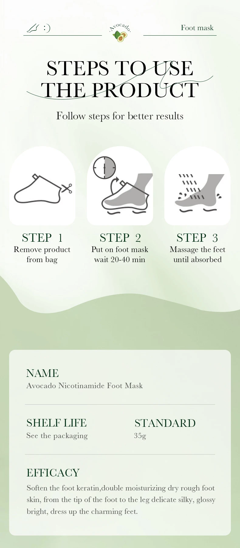 SADOER Nicotinamide Fruit Foot Mask set of 6 product information