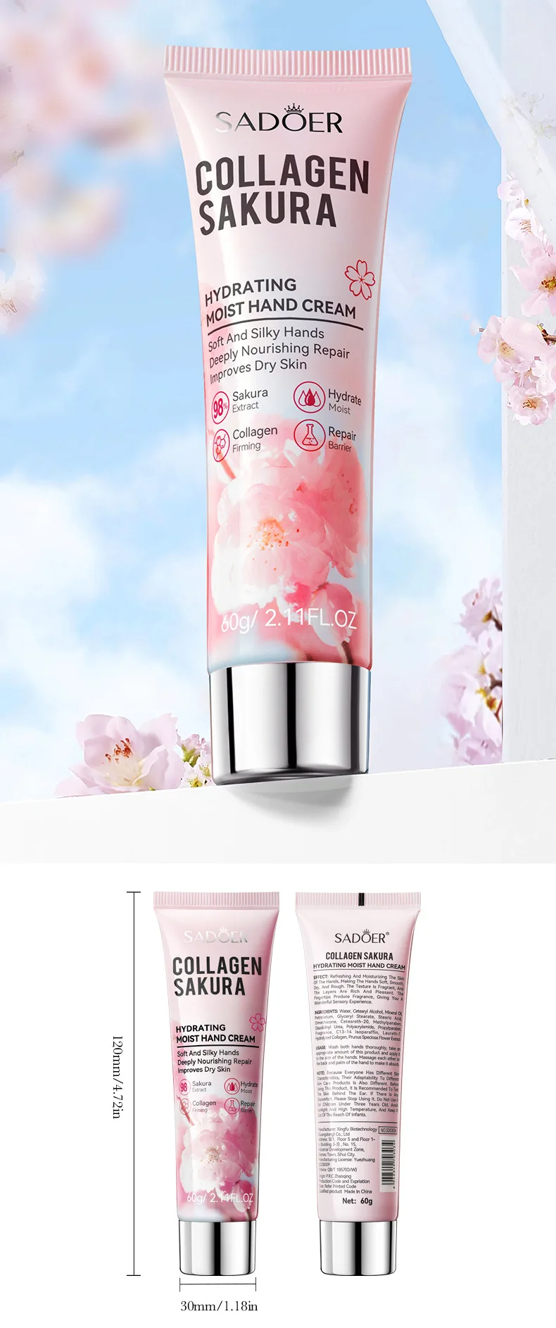 SADOER Sakura Collagen Hand Cream product information