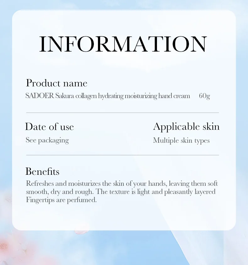 SADOER Sakura Collagen Hand Cream product information