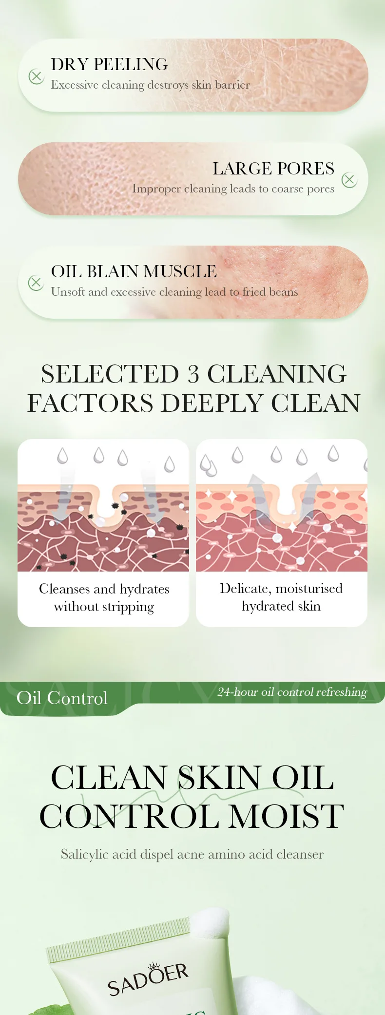 SADOER Salicylic Acid Facial Cleanser product information