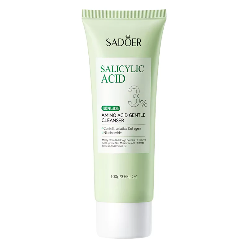 SADOER Salicylic Acid Facial Cleanser 100g tube for acne-prone skin.