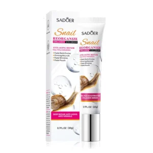 SADOER Snail Collagen Eye Cream tube and box for anti-aging and firming under-eye care.