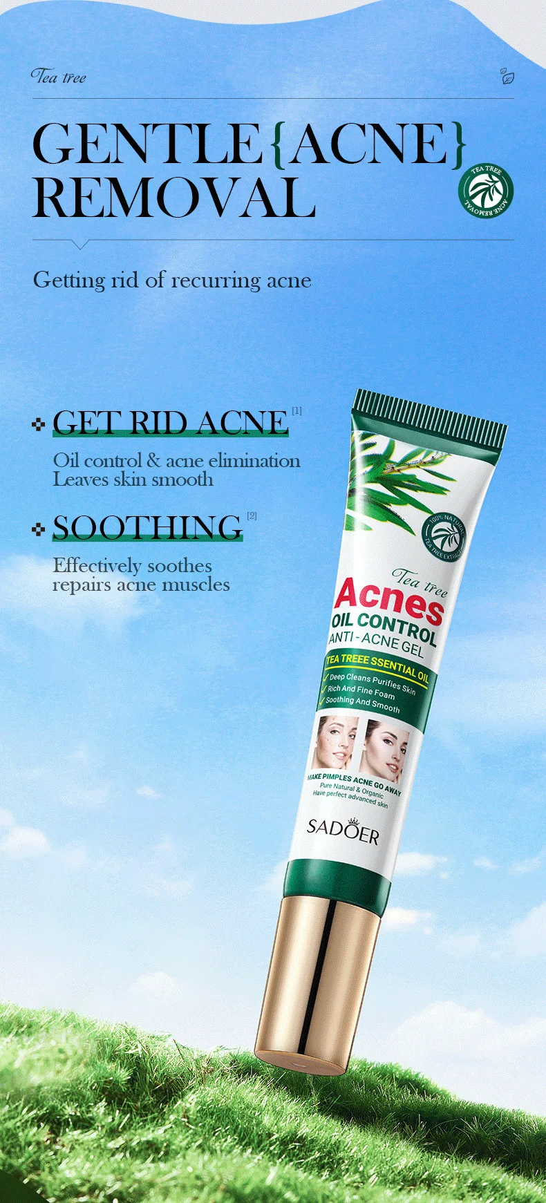 SADOER Tea Tree Anti-Acne Gel product information