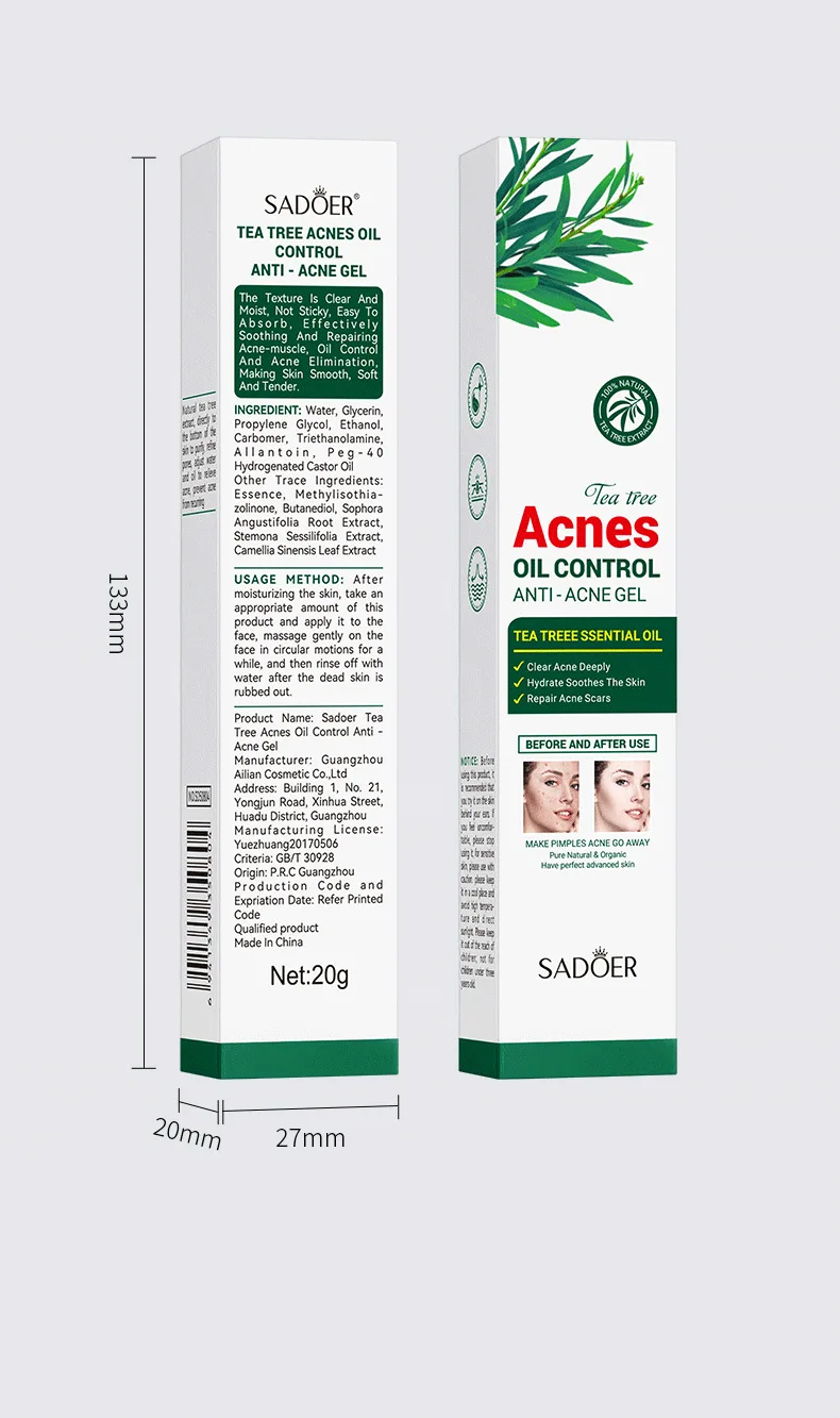 SADOER Tea Tree Anti-Acne Gel product information